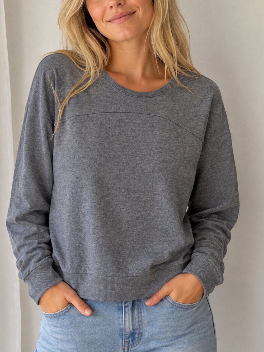 Eberjey Gray Crewneck Pullover Sweatshirt